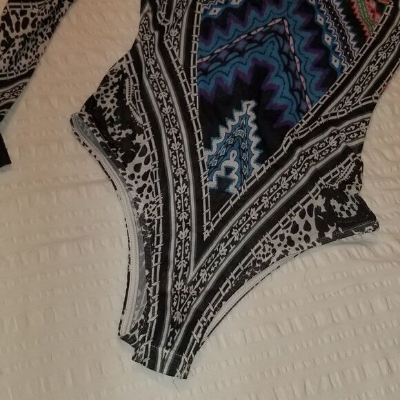 Mesh top black body suit with snap bottom - Picture 13 of 15